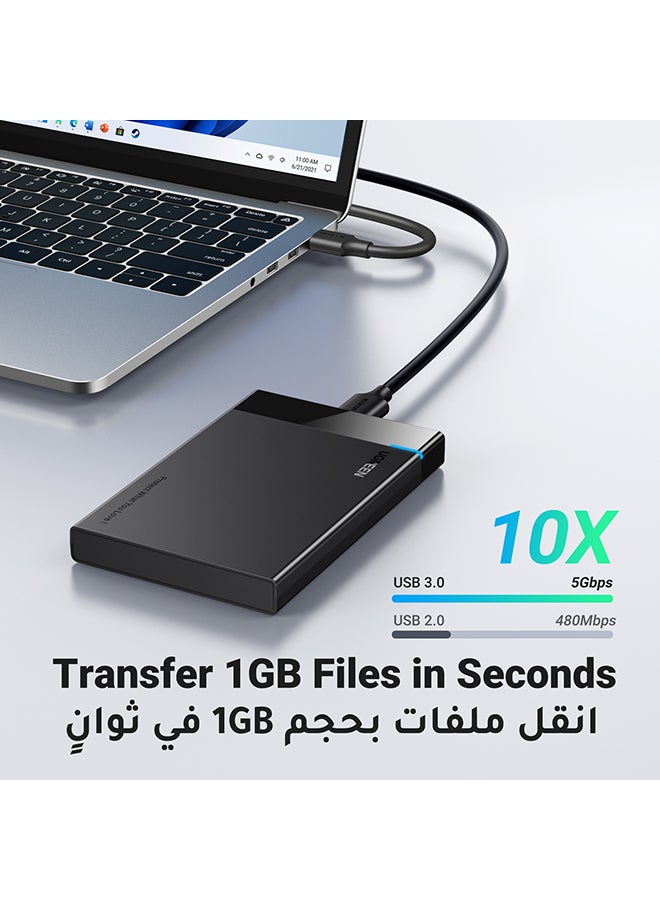يو جرين حاوية القرص الصلب وغطاء القرص الصلب الخارجي USB 3.0 إلى ساتا بمقاس 2.5 متوافق مع سانديسك وويسترن ديجيتال وسيغات وتوشيبا وهيتاشي ساتا 3، و HDD وSSD 6TB وبلاي ستيشن 4 （غطاء فقط والقرص الصلب غير مشمول）أسود - Image 2